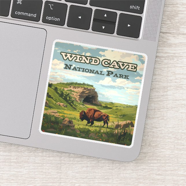 Wind Cave Nationalpark Bison South Dakota Aufkleber (Detail)