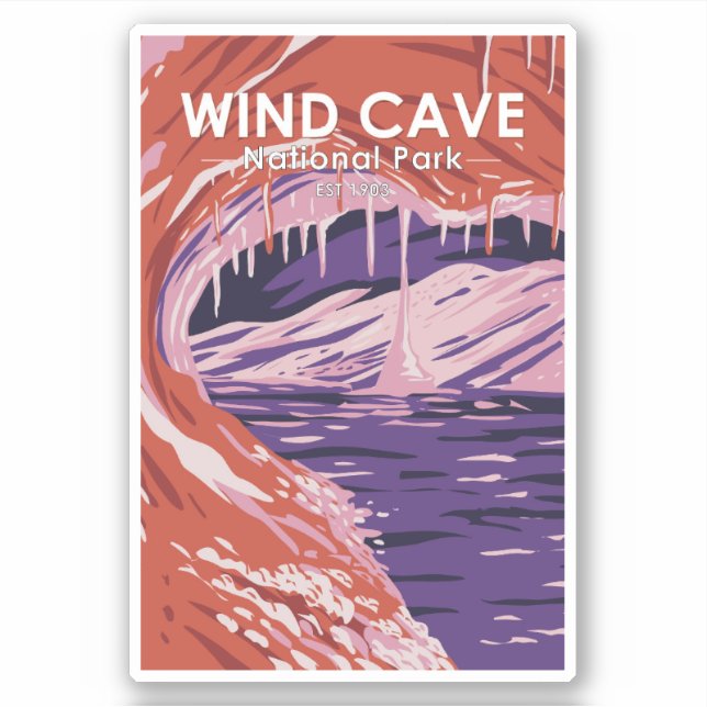 Wind Cave Nationalpark Süd Dakota Vintag Aufkleber (Vorderseite)
