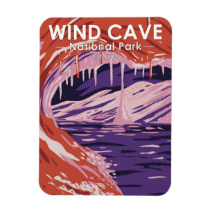 Wind Cave Nationalpark Süd Dakota Vintag Magnet