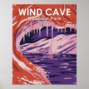 Wind Cave Nationalpark Süd Dakota Vintag Poster