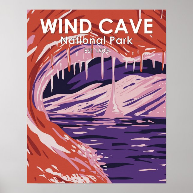 Wind Cave Nationalpark Süd Dakota Vintag Poster (Vorne)