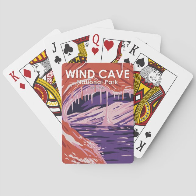 Wind Cave Nationalpark Süd Dakota Vintag Spielkarten (Rückseite)