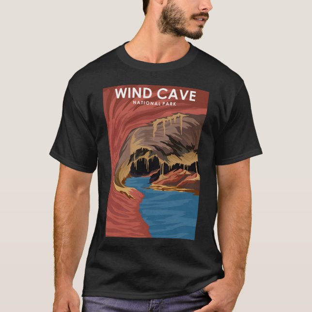 Wind Höhle National Park Travel Poster T-Shirt (Vorderseite)
