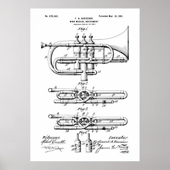 Wind Musical Instrument Patent Poster (Vorne)