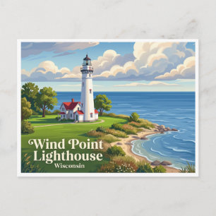 Wind Point Leuchtturm Racine Wisconsin Postkarte