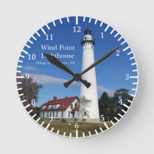 Wind Point Leuchtturm-Uhr Runde Wanduhr