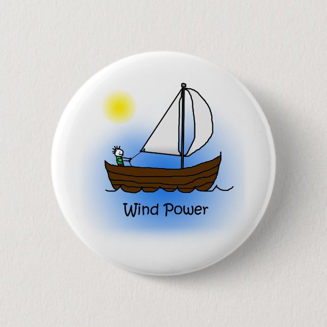 Wind-Power-Segelboot - Knopf Button (Vorderseite)