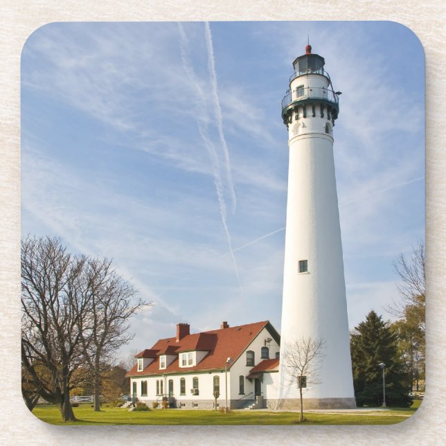 Wind-Punkt-Leuchtturm Untersetzer (Vorderseite)