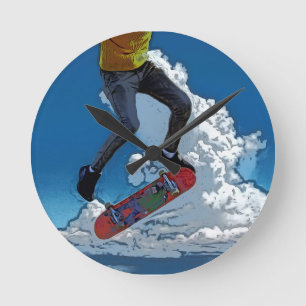 Wind reiten - Skateboarder Poster Runde Wanduhr