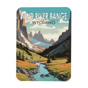 Wind River Range Wyoming Reise Kunst Vintage Magnet