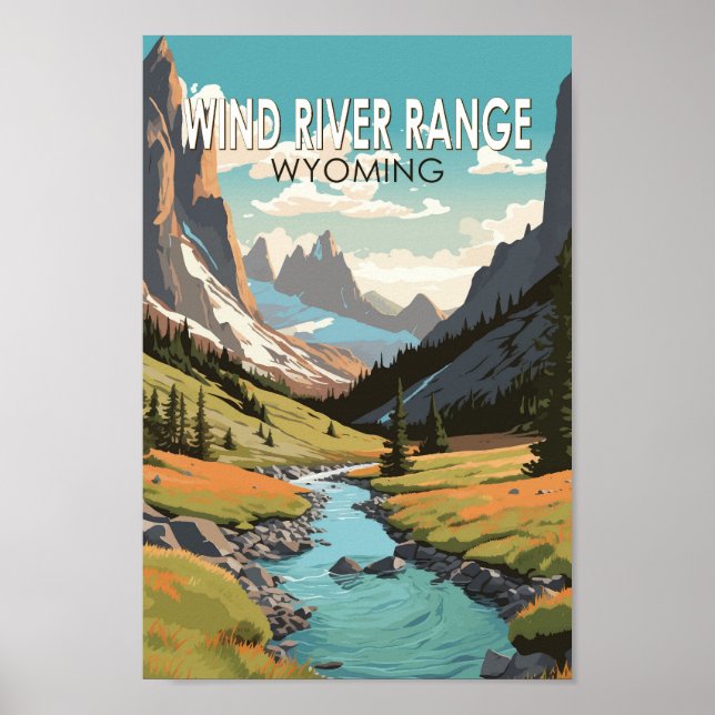 Wind River Range Wyoming Travel Art Vintag Poster (Vorne)