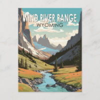 Wind River Range Wyoming Travel Art Vintag