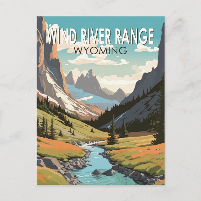 Wind River Range Wyoming Travel Art Vintag Postkarte (Vorderseite)