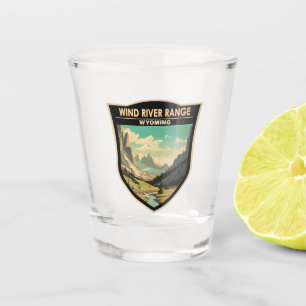 Wind River Range Wyoming Travel Art Vintag Schnapsglas