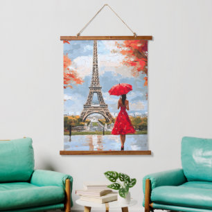 Wind Romance Paris Chic Walk Wandteppich Mit Holzrahmen