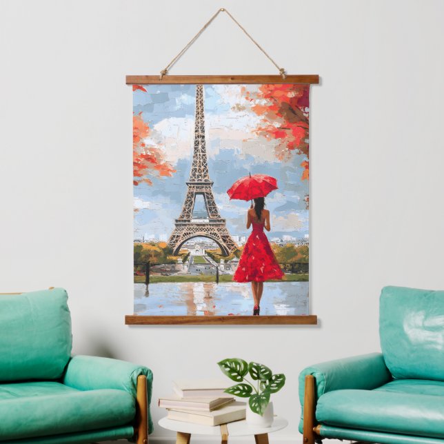 Wind Romance Paris Chic Walk Wandteppich Mit Holzrahmen (Wohnzimmer)