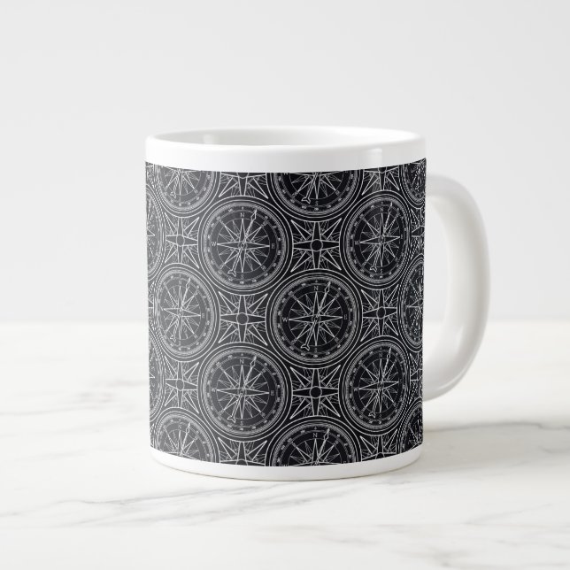 Wind Rose Compass Muster Jumbo-Tasse (Vorderseite Rechts)