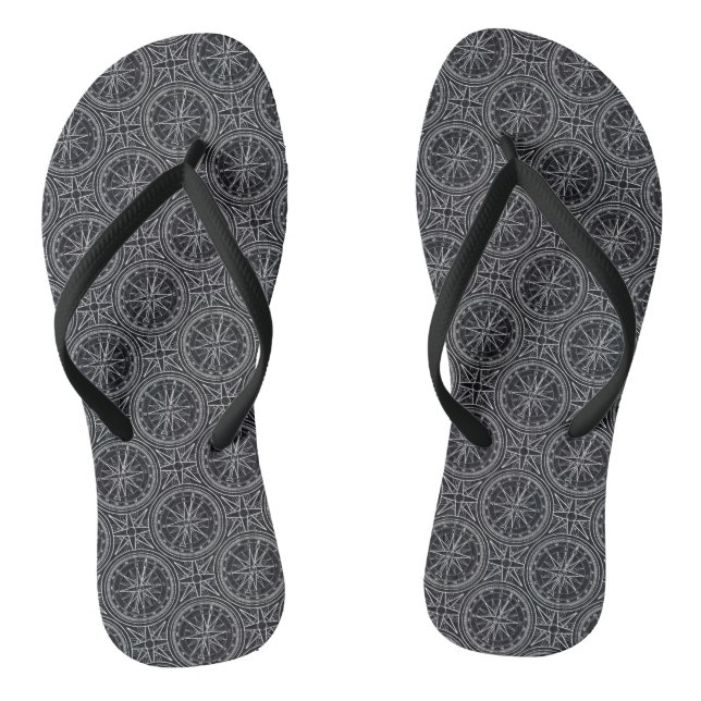 Wind-Rosen-Kompass-Muster Flip Flops (Fußbett)