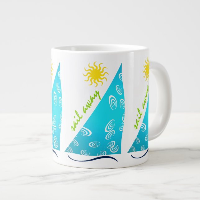 Wind, Segeln und Sonne Jumbo-Tasse (Vorderseite Rechts)