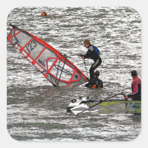 WIND SURFEN QUADRATISCHER AUFKLEBER