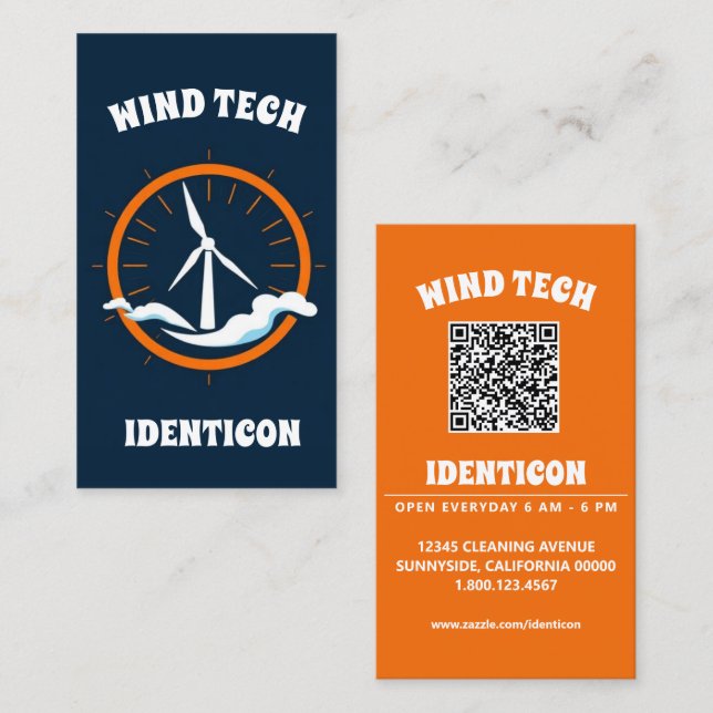 WIND TECH mit QR-Code Visitenkarte (Vorne/Hinten)