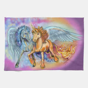 Wind und Flamme, Pegasus und Einhorn Geschirrtuch