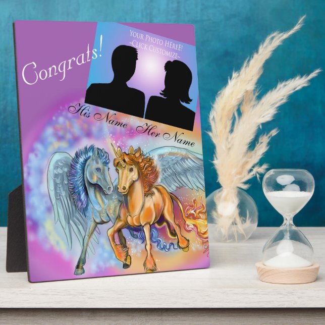 Wind und Flamme Romantisches Einhorn ~plaque Fotoplatte (Seite)