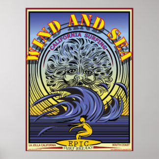 WIND UND SEE LA JOLLA KALIFORNIA SURFBREAK POSTER