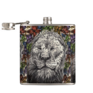 Wind unter meinen Flügeln Löwe Schmetterlinge Natu Flachmann