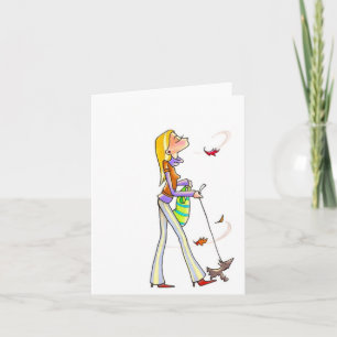 Wind Walking Women Notecard Karte