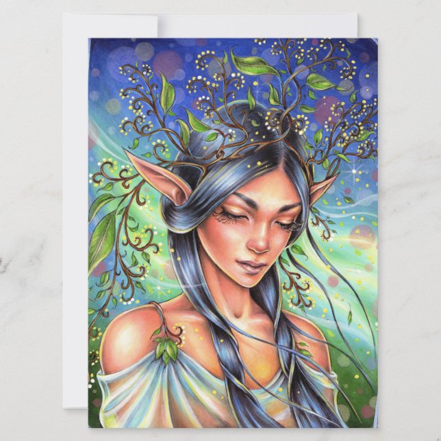 Wind Whispers Fairy Elf Fantasy Woman Art Card (Vorderseite)