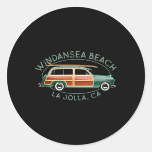 Windansea Beach, La Jolla, Kalifornien Vintage-Sur Runder Aufkleber