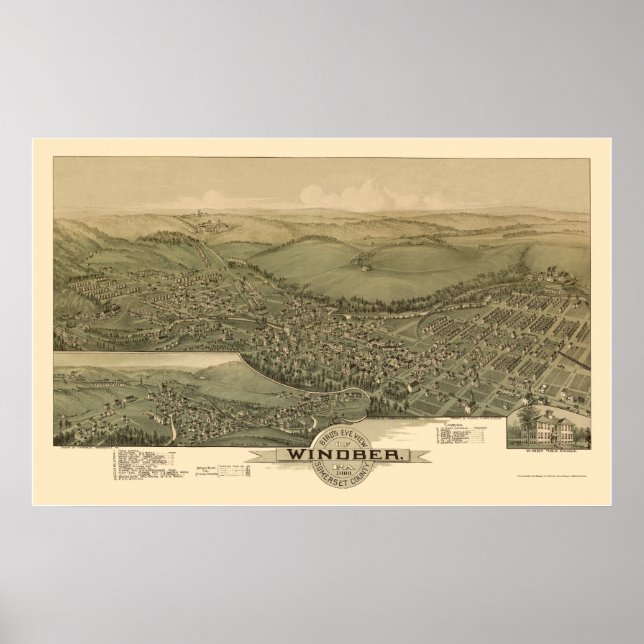 Windber, PA Panorama Karte - 1900 Poster (Vorne)