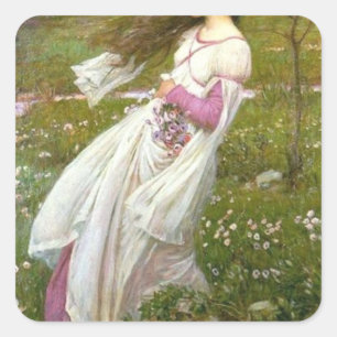 Windblumen John William Waterhouse Quadratischer Aufkleber