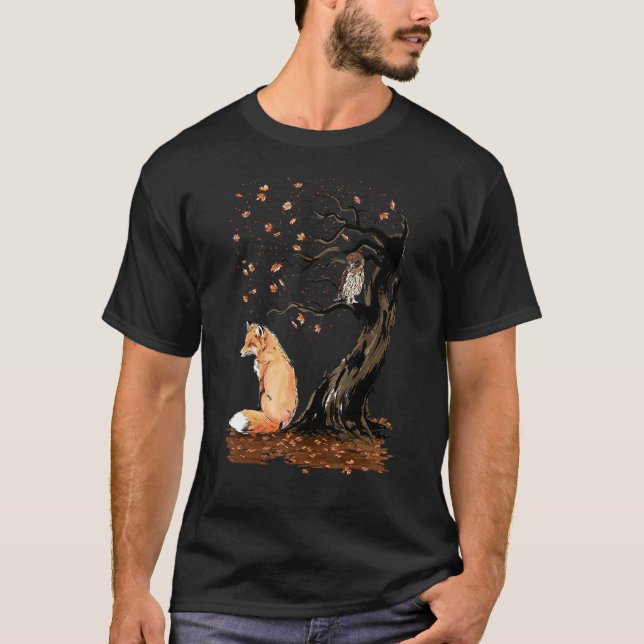 Winde des Niedlichen Herbstfochs unter dem jähen B T-Shirt (Vorderseite)