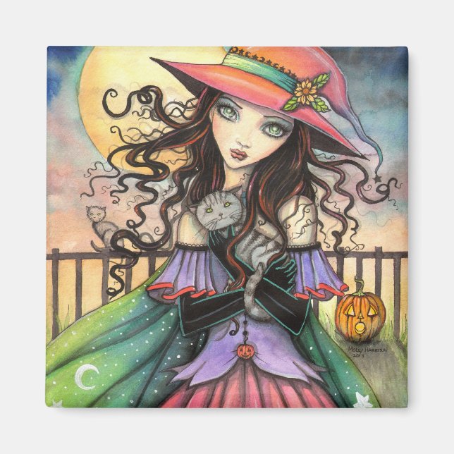 Winde von Halloween Hexenfantasy Art Magnet (Vorne)