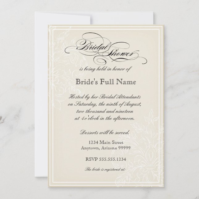 Windehydrangea-Brautparty-Einladung Einladung (Vorderseite)