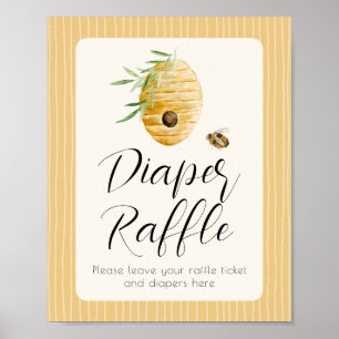 Windel-Raffel-Mommy-To-Bee-Baby-Shower-Tischschild Poster