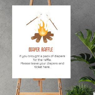 Windel-Raffel-Spiel Smore Lagerfeuer-Baby-Party Poster