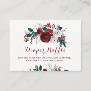 Windel-Raffel-Winter-Pfingstrose-Baby-Shower-Einle Begleitkarte