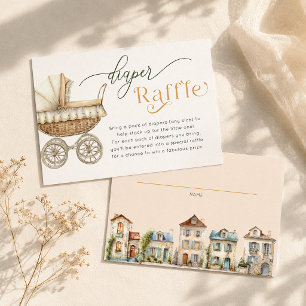 Windel-Raffelkarte – Cottage Village Baby Shower Begleitkarte