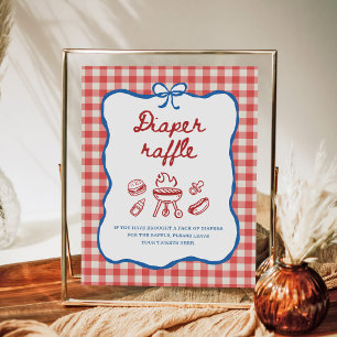 Windel-Raffle Baby Q BBQ Paare Baby Shower Poster