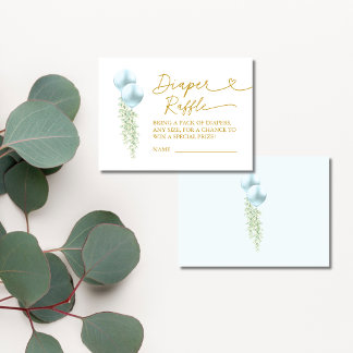 Windel-Raffle Blaues Ballon Baby Shower Ticket Begleitkarte