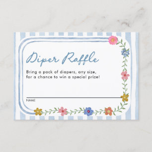 Windel-Raffle Blaues Blumen-Einlegekarte Begleitkarte
