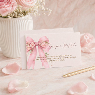 Windel-Raffle-Einschlusskarte mit rosa Schleife Begleitkarte