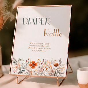 Windel-Raffle Floral Baby Shower Feier Poster