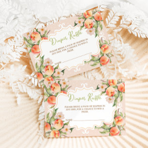 Windel-Raffle Floral Pfirsich Baby Shower Begleitkarte