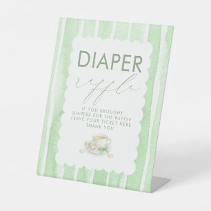 Windel-Raffle Grünes Baby Shower Tischschild Sockelschild