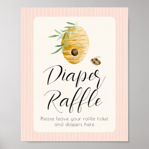 Windel-Raffle Mommy To Bee Mädchen Baby Shower Sch Poster