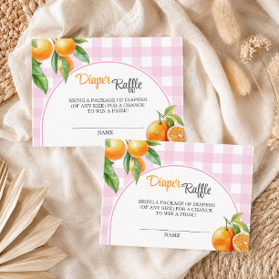Windel-Raffle Orangen Rosa Babyparty Begleitkarte